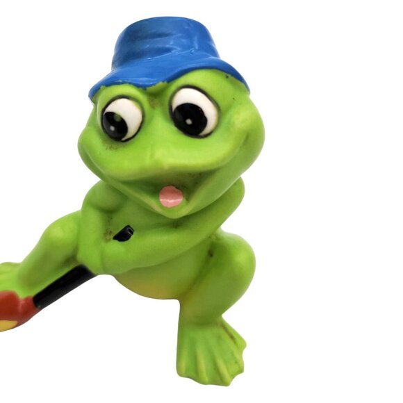 Vintage Norcrest Green Golfing Frog Ceramic‎ Figurine Golf Fan Cute Retro Gift - Picture 3 of 6